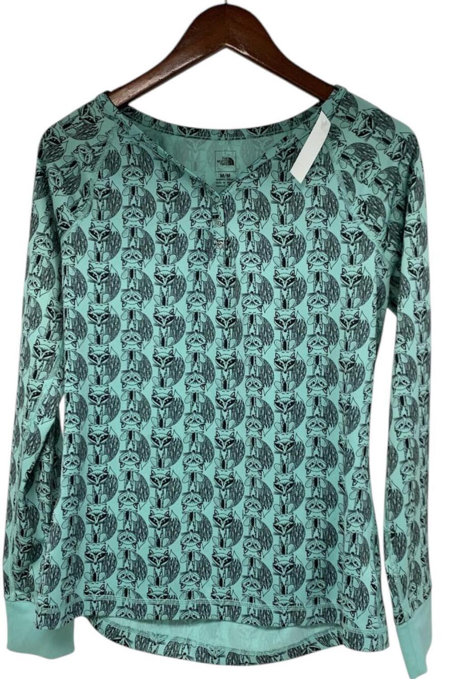 The North Face Women's Fox Print Base Layer Long Sleeve Top Turquoise - Regular
